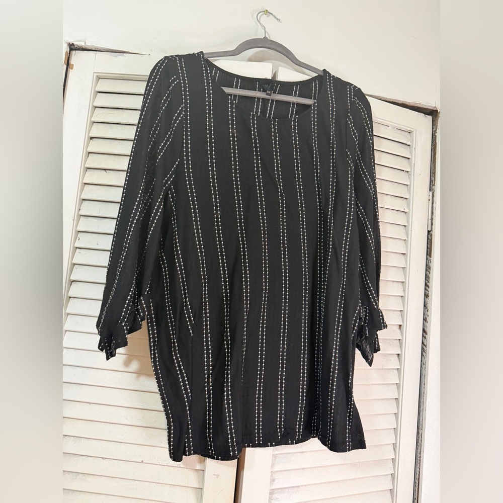 W5 Black and White Striped Blouse